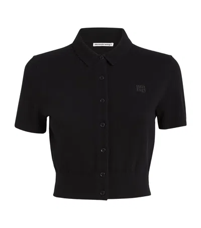 Alexander Wang Polo Logo Cardigan In Black