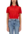 Alexander Wang Logo-embroide Polo Cardigan - Women's - Viscose In Red