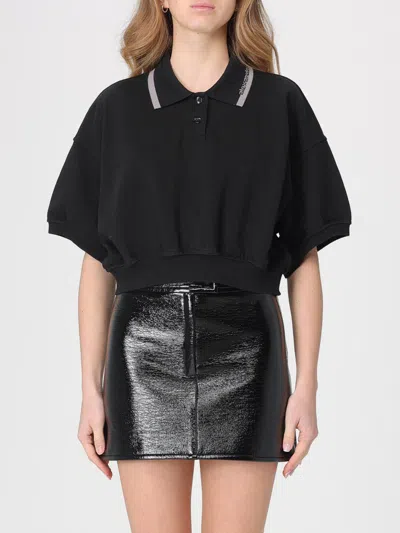 Alexander Wang Women Cropped Cotton Polo Shirt In Black