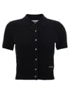 Alexander Wang Polo-style Cardigan With Knit Logo Patch In Black