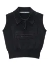 Alexander Wang Polo Style Sleeveless Top In Black