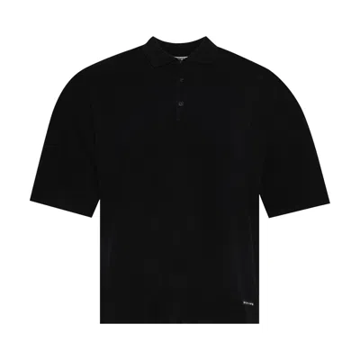 Pre-owned Alexander Wang Polo W/ Knit Logo Label 'black' | Men's Size Xl