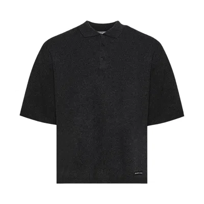 Pre-owned Alexander Wang Polo W/ Knit Logo Label 'charcoal' | Grey | Men's Size Xl In Gray