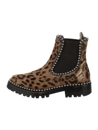 Pre-owned Alexander Wang Ponyhair Animal Print Chelsea Boots In Brown