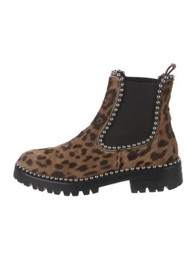 Pre-owned Alexander Wang Ponyhair Animal Print Chelsea Boots In Neutrals