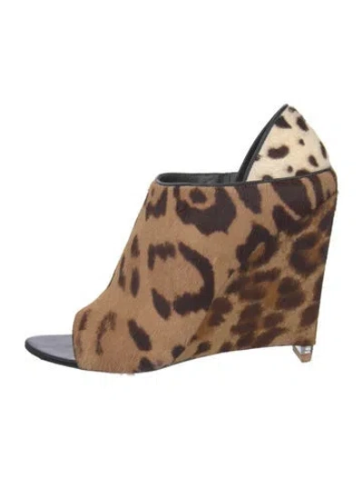 Pre-owned Alexander Wang Ponyhair Animal Print Mules In Brown
