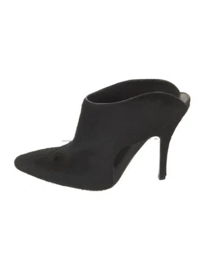 Pre-owned Alexander Wang Ponyhair Mules In Black