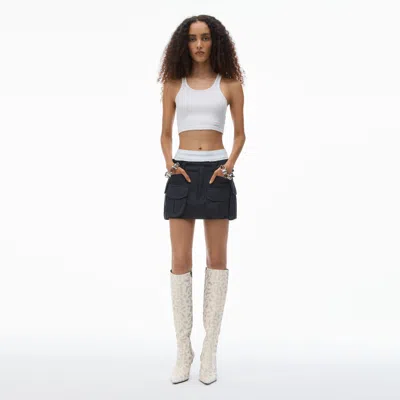 Alexander Wang Pre-styled Cargo Skirt With Logo Elastic In Grey