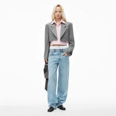 Alexander Wang Pre-styled Cropped Blazer With Dickie In Light Heather Grey