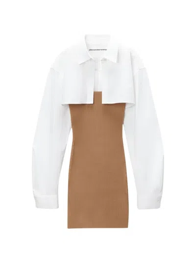 Alexander Wang Pre-styled Cropped Cami And Button Up Dress In White
