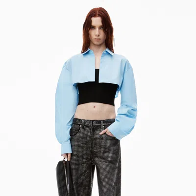 Alexander Wang Pre-styled Cropped Cami & Button Up Twinset In Black/blue