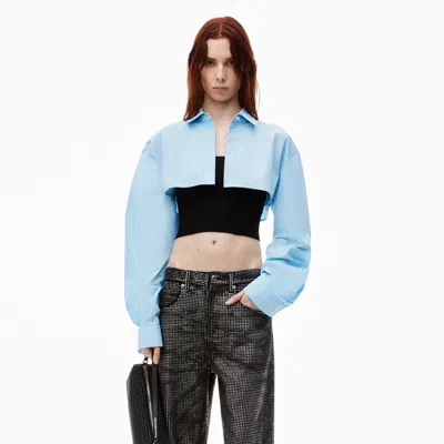 Alexander Wang Pre-styled Cami & Cropped Button Up Twinset In Black/blue