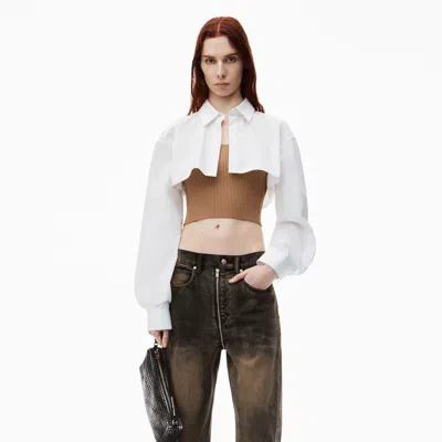 Alexander Wang Pre-styled Cropped Cami & Button Up Twinset In Camel/white