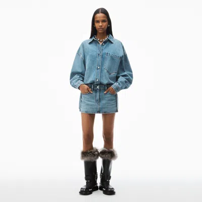 Alexander Wang Pre-styled Denim Shirtdress In Vintage Light Indigo