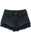 Alexander Wang Gray Pre-styled Silk Boxer Denim Shorts In Grey