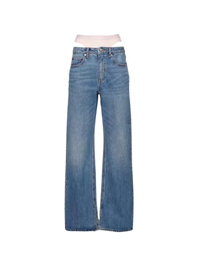 Alexander Wang Pre-styled Hotfix Undie Slit-hem Jeans Vintage Light Indigo In Navy
