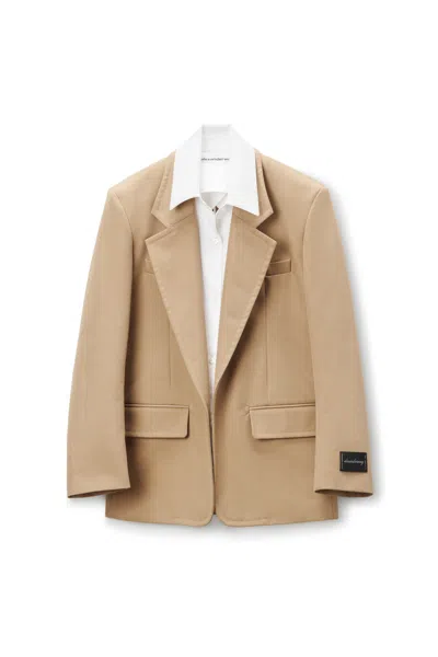 ALEXANDER WANG ALEXANDER WANG PRE-STYLED LAYERED LOGO PATCH SINGLE-BREASTED BLAZER