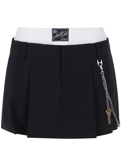 ALEXANDER WANG ALEXANDER WANG PRE-STYLED PLEATED SKORT WITH CHAIN
