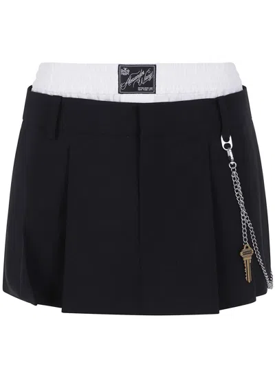 Alexander Wang Pre-styled Pleated Skort With Chain Clothing In Black