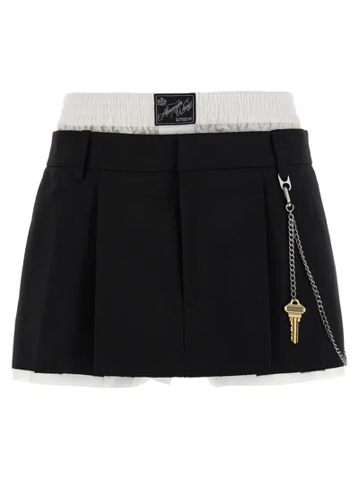 Alexander Wang Pre-styled Pleated W/chain Bermuda And Short White/black