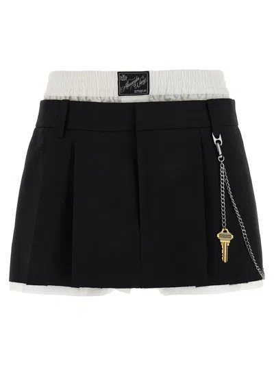 ALEXANDER WANG PRE-STYLED PLEATED W/CHAIN SKORT