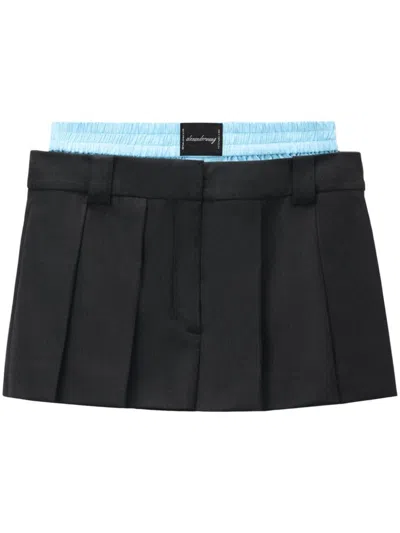 Alexander Wang Layered Pleated Skort In Black