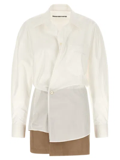 Alexander Wang Pre-styled Mini Wrap Dress In Twill In White