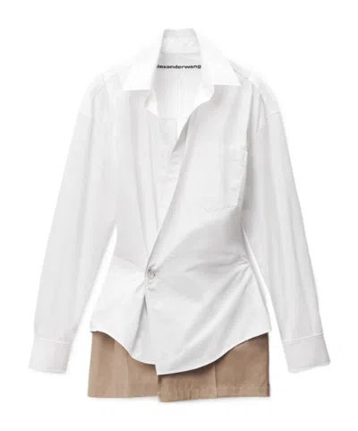 Alexander Wang Pre-styled Mini Wrap Dress In Twill In White