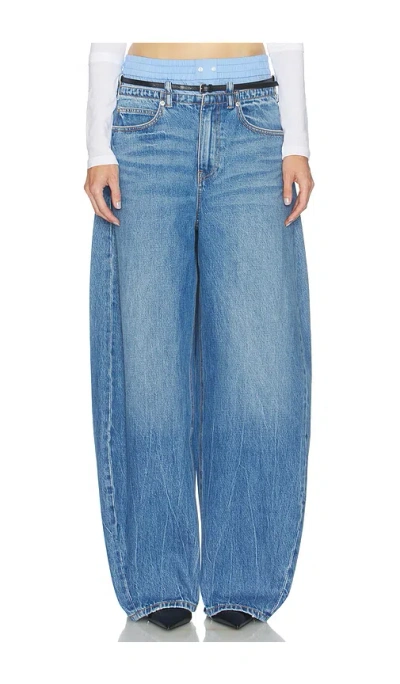Alexander Wang Prestyle Blow Up Jeans With Leather Belt And Boxer In Blue