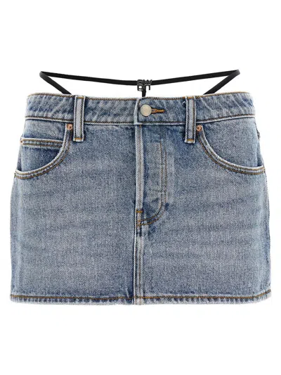 Alexander Wang Denim X  'prestyle Diamante Charm' Skirt In Blue