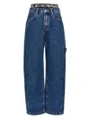 Alexander Wang Logo Elastic Prestyle Rounded Jeans In Blue
