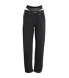 Alexander Wang Mesh Undie Straight Leg Jeans In Black
