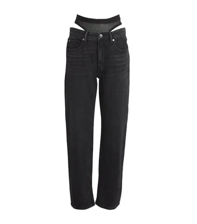 Alexander Wang Slit Hem Jeans W/ Mesh Underwear In Grey