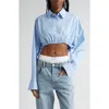 Alexander Wang Prestyled Boxer Waist Balloon Leg Jeans In Vintage Faded Indigo