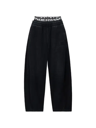 Alexander Wang Pre-styled Brushed Denim Sweatpants In Black