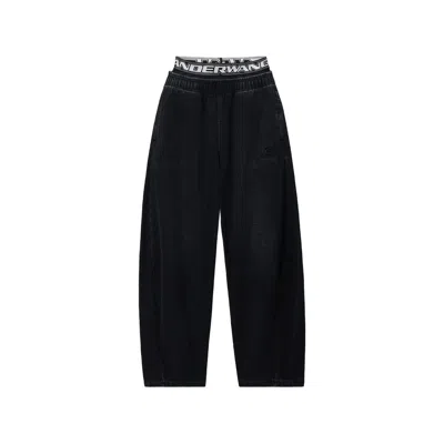 Alexander Wang Pre-styled Brushed Denim Sweatpants In Black