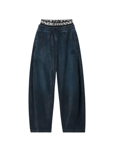Alexander Wang Pre-styled Brushed Denim Sweatpants In Blue