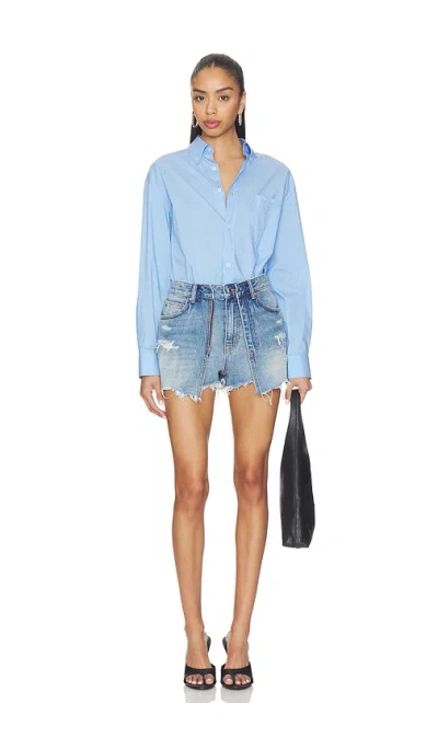 Alexander Wang Alexanderwang Mixed Media Romper Skort In Blue