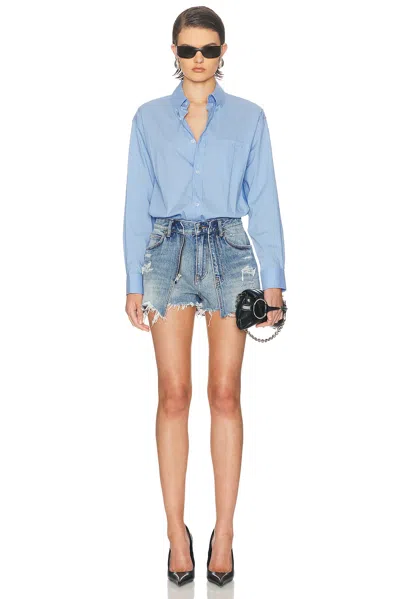 Alexander Wang Alexanderwang Mixed Media Romper Skort In Blue