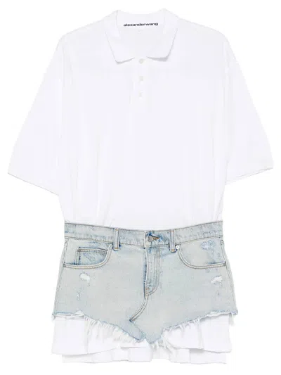 Alexander Wang Pre-styled Denim Polo Dress In Animal Print