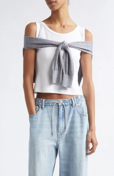 Alexander Wang Pre-styled Draped Cardigan Crop Tank In White