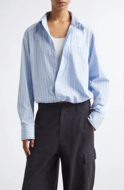 Alexander Wang Pre-styled Gathered Button-up Shirt With Tank In Blue