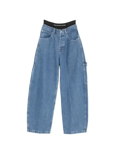 Alexander Wang Prestyled Logo-waist Jeans In Blue
