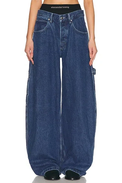 Alexander Wang Alexanderwang. T Prestyled High Rise Oversized Jeans With Logo Elastic In Deep Blue