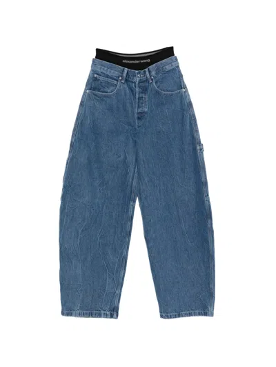 Alexander Wang Prestyled Mid Rise Oversized Jeans In Blue