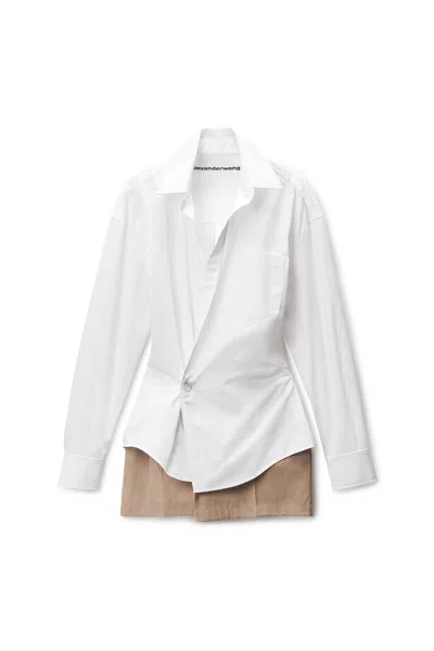 Alexander Wang Pre-styled Mini Wrap Dress In Twill In White