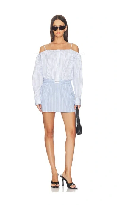 Alexander Wang Pre-styled Off Shoulder Dress In Blue