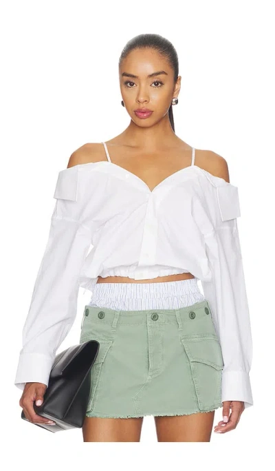 Alexander Wang Pre-styled Off Shoulder Top With Bra Straps In White