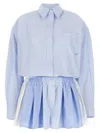 Alexander Wang Prestyled Pleated Boxer Romper Jumpsuit In Blue