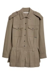 Alexander Wang Prestyled Pleated Long Sleeve Romper In 305 Army Green
